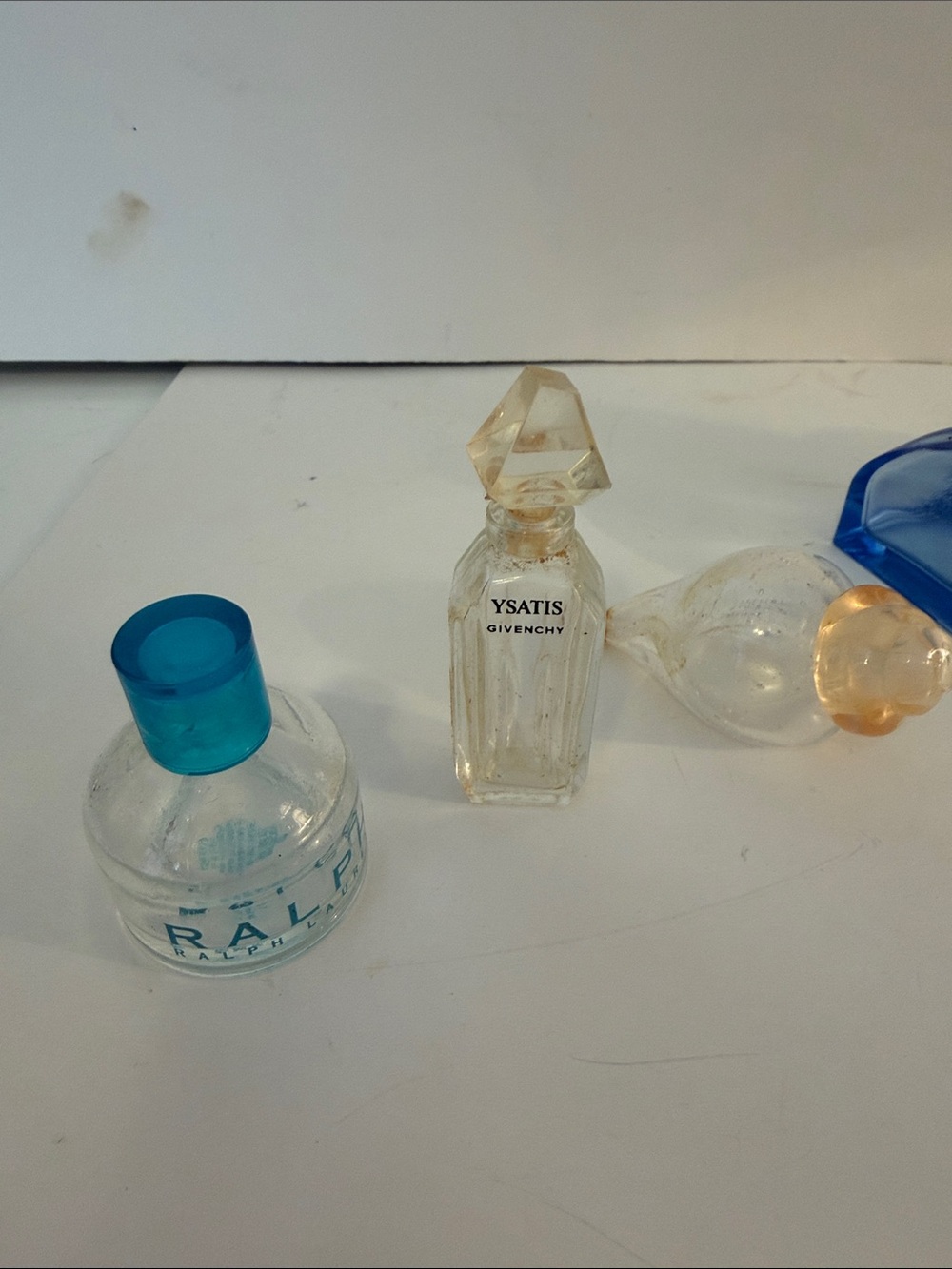 Miniature 8 designer Perfume Bottle Collection - Assorted Clear, Blue & Aqua,